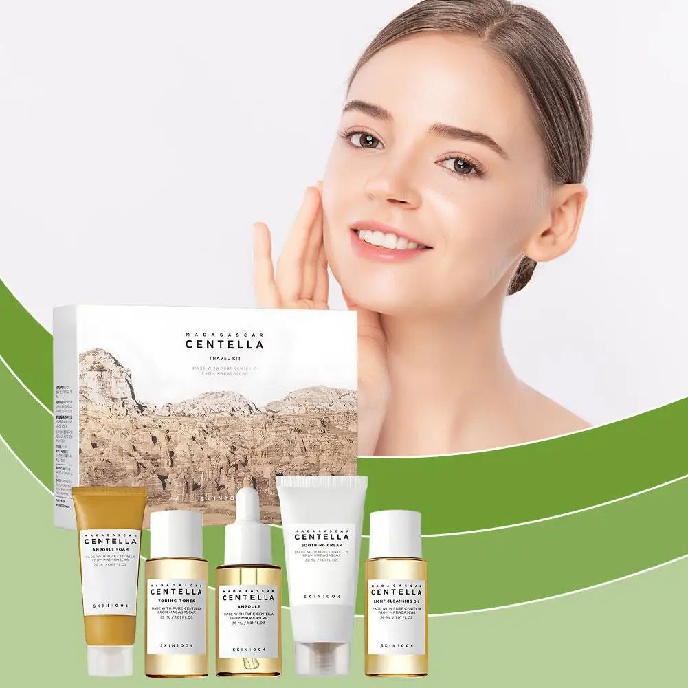 SKIN1004 Centella Asiatica Skin Care Set Moisturizing Toner & Cleanser & Ampoule Soothing Cream & Essence Toner & Essential Oil