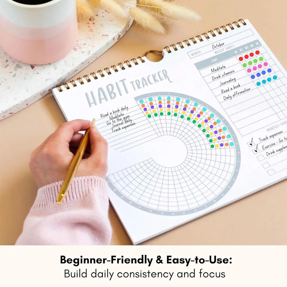 Habit Tracker Calendar Motivational Habit Tracking Journal Inspirational Goal Planner with Weekly Undated 12 Month Journal