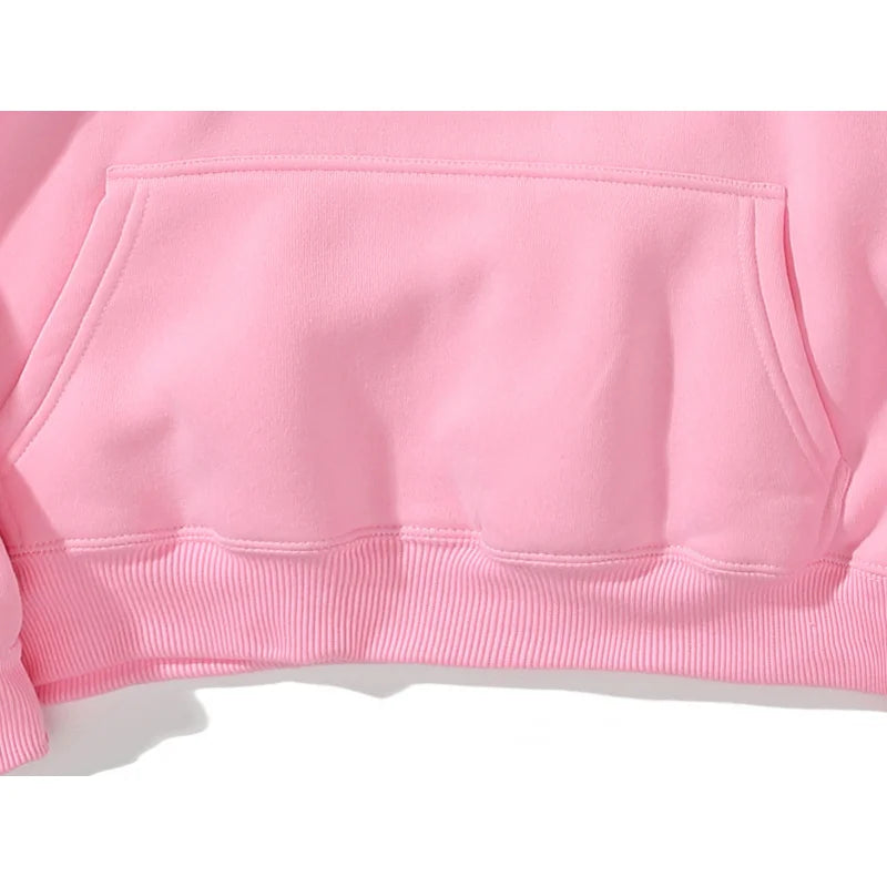 Pink Puff Flower Print Hoodie